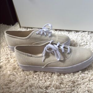 Keds Cream Canvas Lace-Up Sneakers